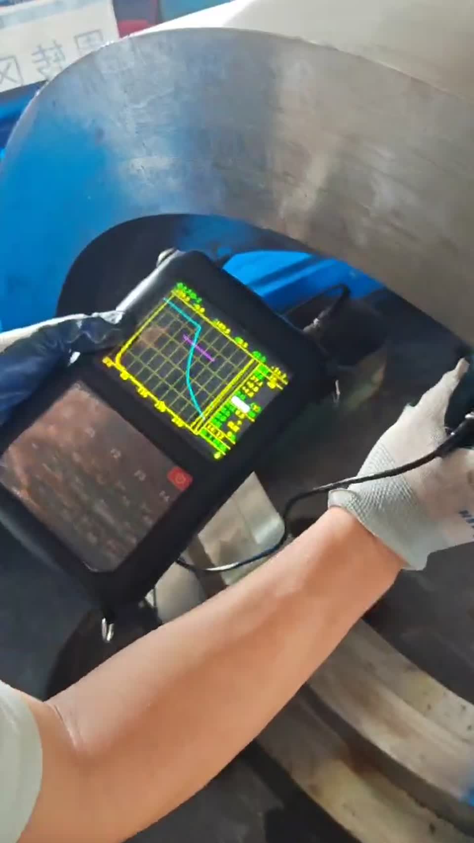 Ultrasonic inspection of a large ring — field footage still (VD-011)